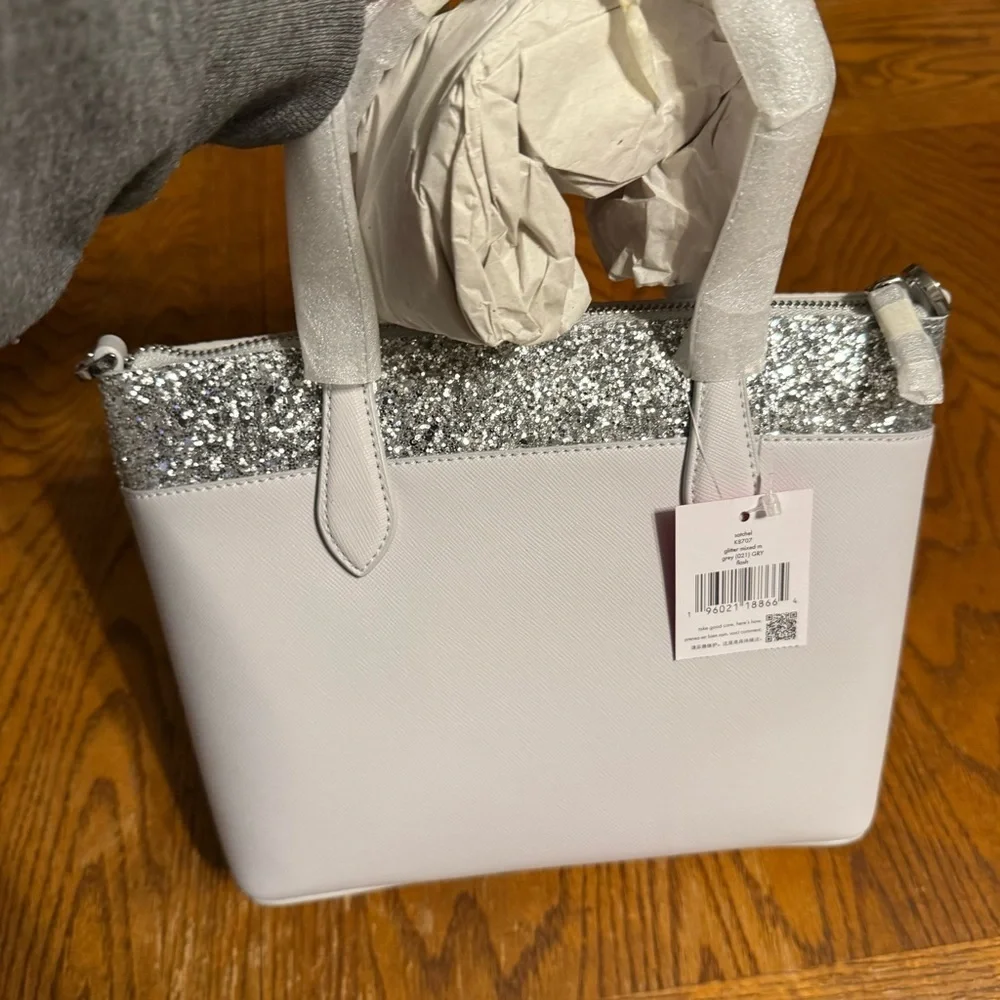 NEW Kate Spade New York Flash Glitter Satchel Faux Leather Crossbody